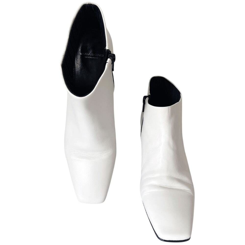 VAGABOND Ebba Leather Square Toe Ankle Boots In White Size 39/9 - Picture 5 of 15